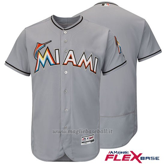 Maglia Baseball Uomo Miami Marlins Grigio Flex Base